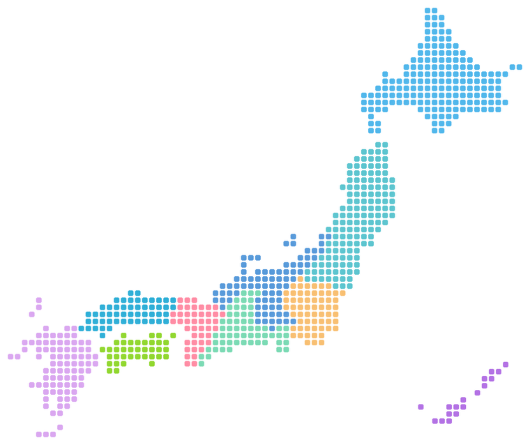 地域ブロック別の日本地図